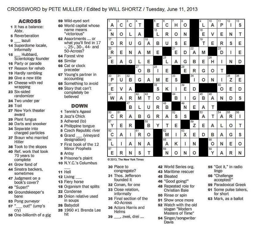 Jezebel And Gawker In The NYT Crossword Kitozeen